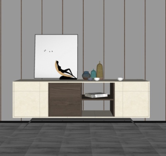 现代边柜su模型