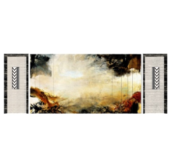 新中式背景墙su模型