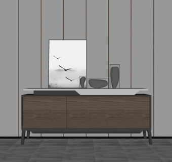 现代端景柜su模型