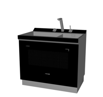 现代一体式洗手盆su模型