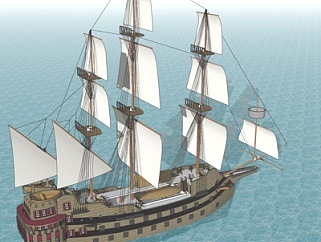 北欧帆船su模型
