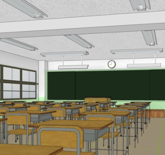 现代学校教室su模型