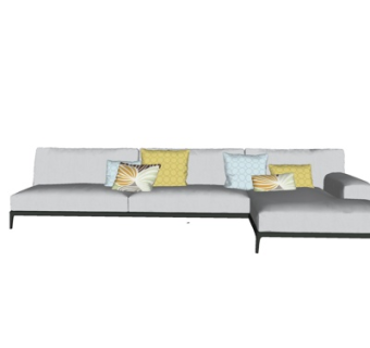 现代转角多人沙发su模型