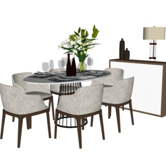 现代餐桌椅su模型