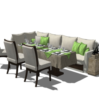 现代餐桌椅su模型