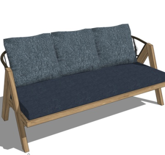 新中式多人沙发su模型