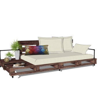 北欧多人沙发su模型