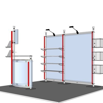 现代超市货架展架su模型