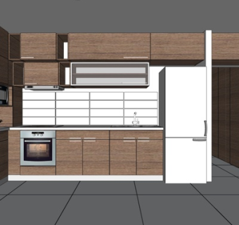 现代实木橱柜su模型
