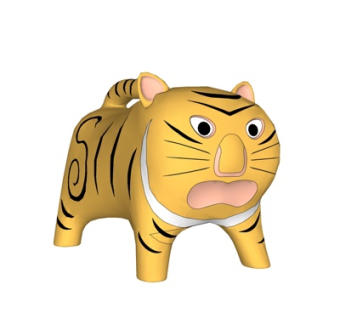 现代布艺老虎玩具su模型