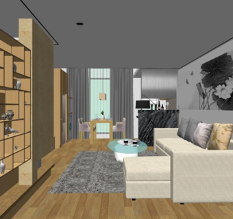 现代简约客厅su模型