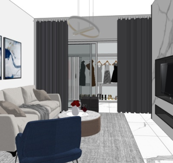 现代简约客厅su模型