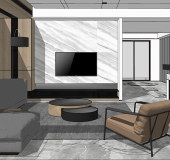 现代简约客厅su模型