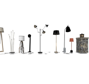 现代金属落地灯su模型