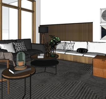 现代简约客厅su模型