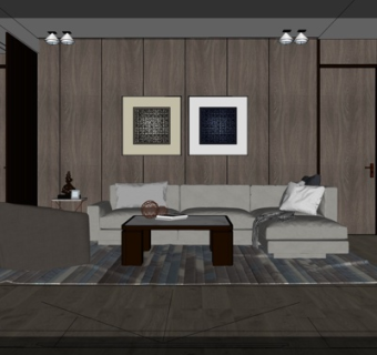 现代简约客厅su模型