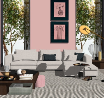 现代简约客厅su模型