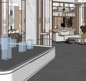 新中式售楼处su模型