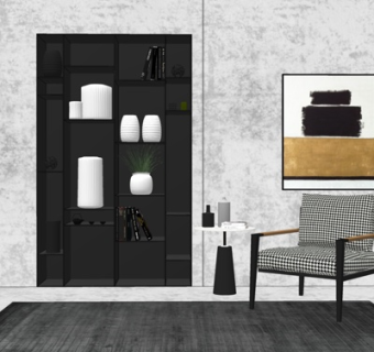 现代布艺休闲椅su模型