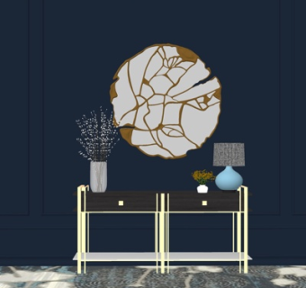 现代轻奢端景柜su模型