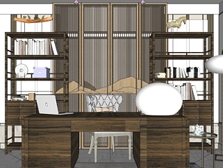 现代书房su模型