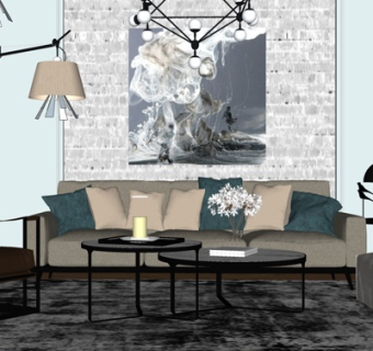 工业风客厅su模型