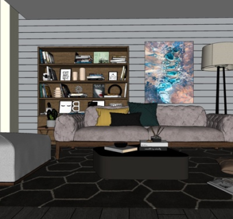 北欧简约客厅su模型