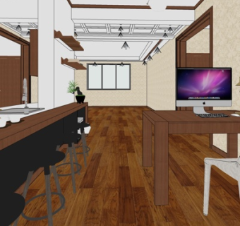 现代办公桌书桌su模型