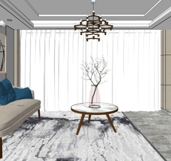 北欧简约客厅su模型