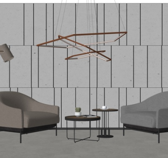 现代布艺休闲桌椅su模型