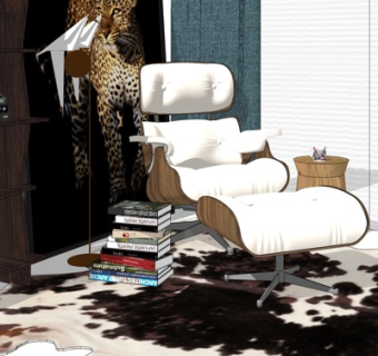 现代布艺休闲椅su模型