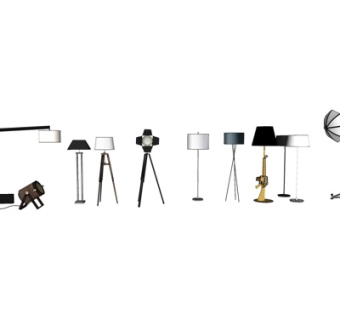 北欧实木落地灯su模型