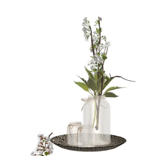 现代玻璃花瓶花卉su模型