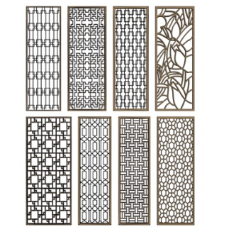 新中式花格屏风隔断su模型