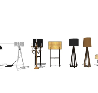 北欧实木落地灯su模型