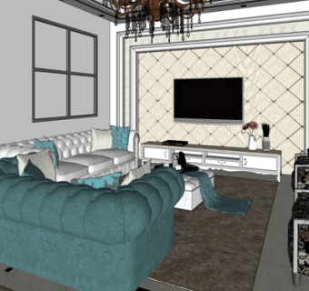 欧式公寓客厅su模型