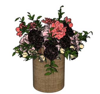 现代花瓶花卉su模型