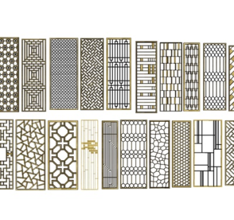 现代花格屏风隔断su模型