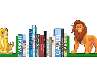现代书籍狮子摆件su模型