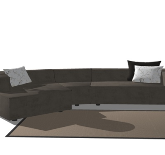 现代布艺多人沙发su模型