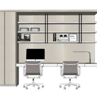 现代实木书桌su模型