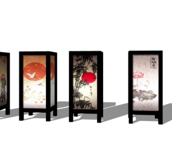 新中式落地灯su模型