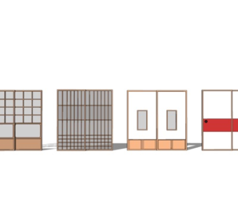 现代实木衣柜su模型