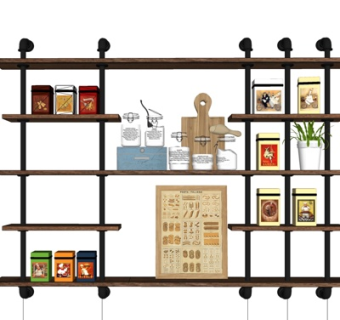 现代实木装饰架su模型