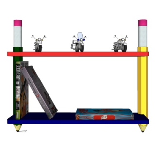 现代书架装饰架su模型