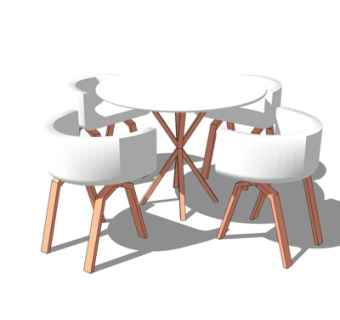 现代实木餐桌椅su模型