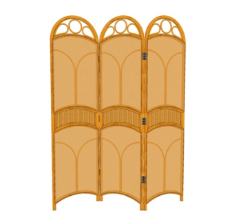 现代实木屏风隔断su模型