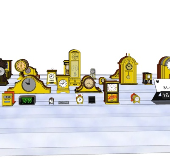 欧式摆钟组合su模型