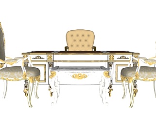 欧式古典休闲桌椅su模型