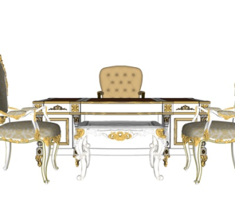 欧式古典休闲桌椅su模型